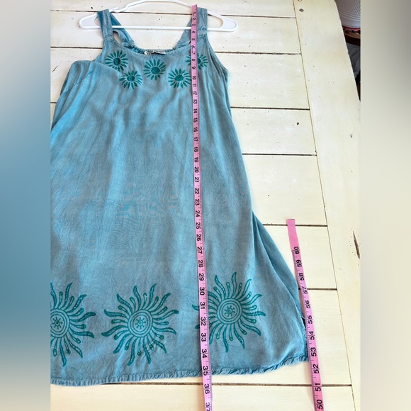 Raya Sun Sundress Women's Size Medium Teal Rhinestone Embellished Coastal Pool - Picture 10 of 12